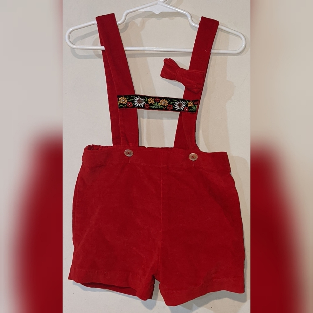 Vintage Red Velvet Lederhosen and Matching Bow Tie